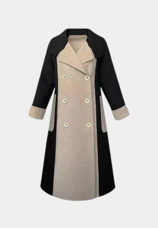 TWO TONE WOOL MAXI COAT