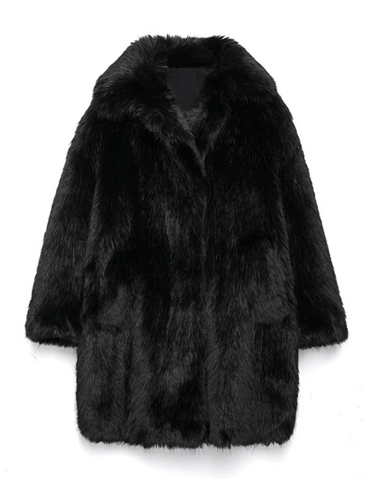 BLACK FAUX FUR COAT