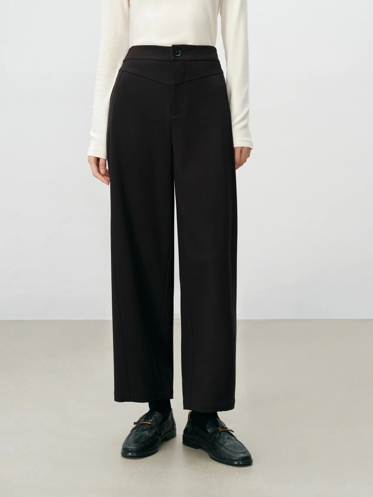 Full Length Black Straight Trousers