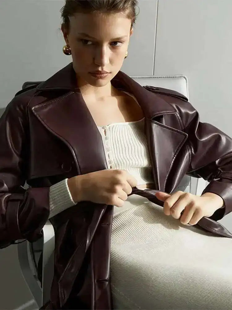 Oversized Leather Trench Coat