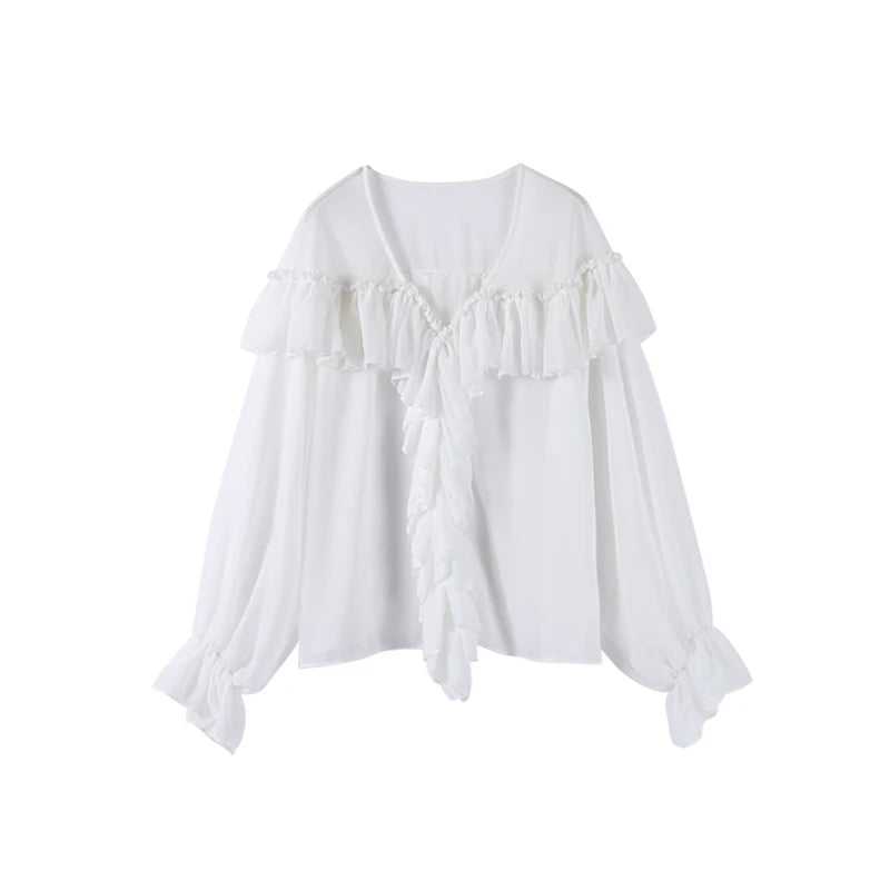 Amelia White Ruffled Blouse