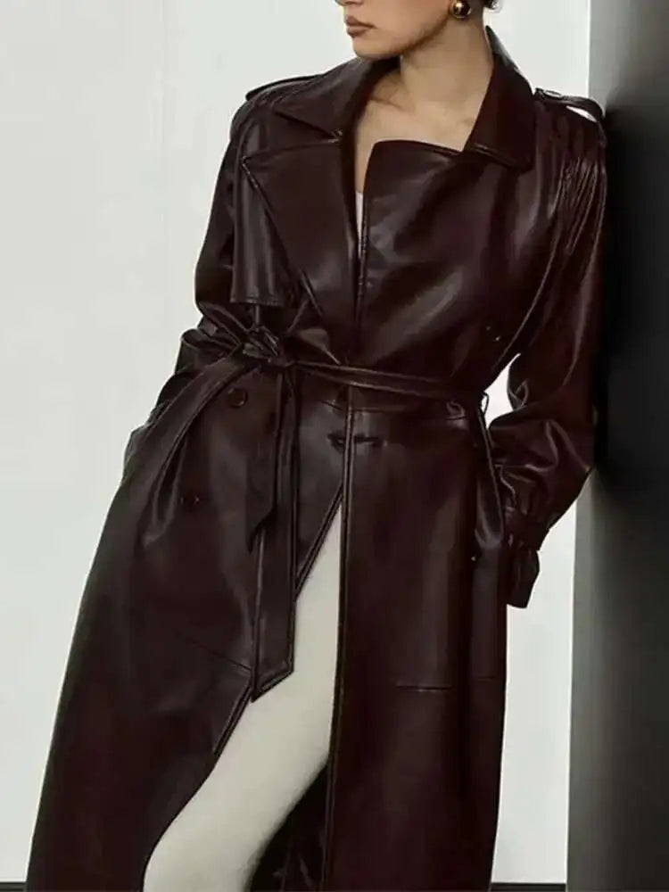 Oversized Leather Trench Coat