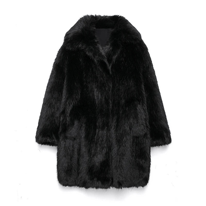 BLACK FAUX FUR COAT