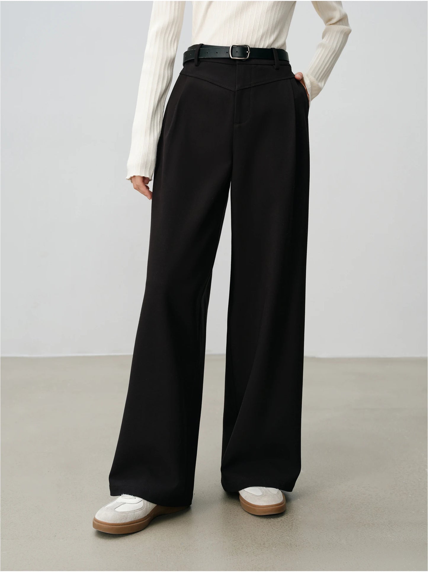 Full Length Black Straight Trousers