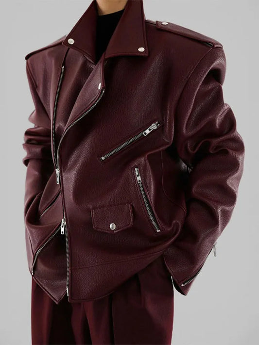 VINTAGE BURGUNDY LEATHER CROP JACKET