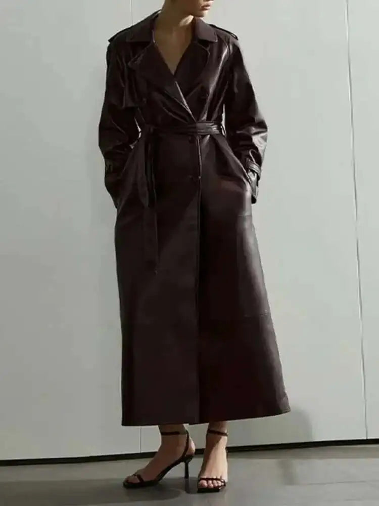 Oversized Leather Trench Coat