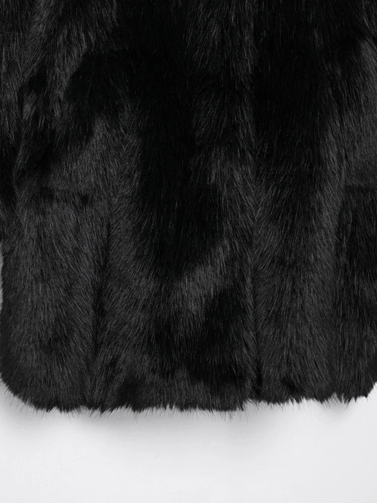 BLACK FAUX FUR COAT