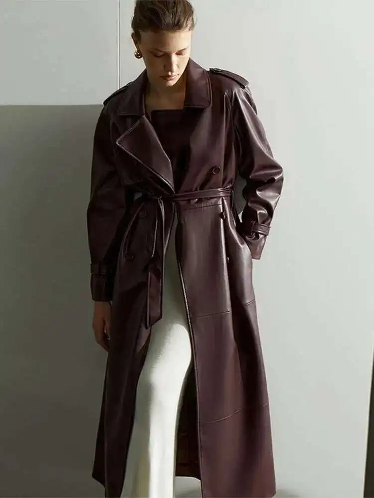 Oversized Leather Trench Coat