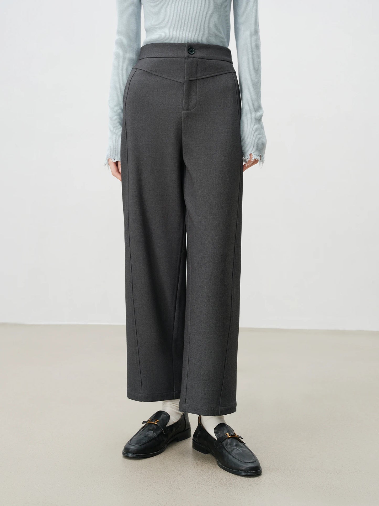 Full Length Black Straight Trousers