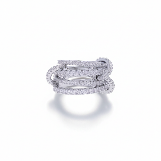 AZIZI Diamond Hoop Link Ring with Shadow
