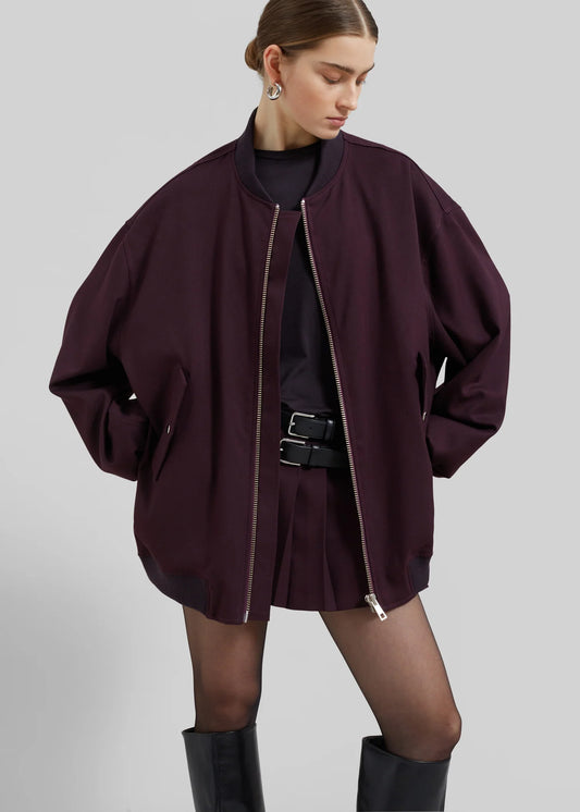 BURGUNDY BOMBER JACKET