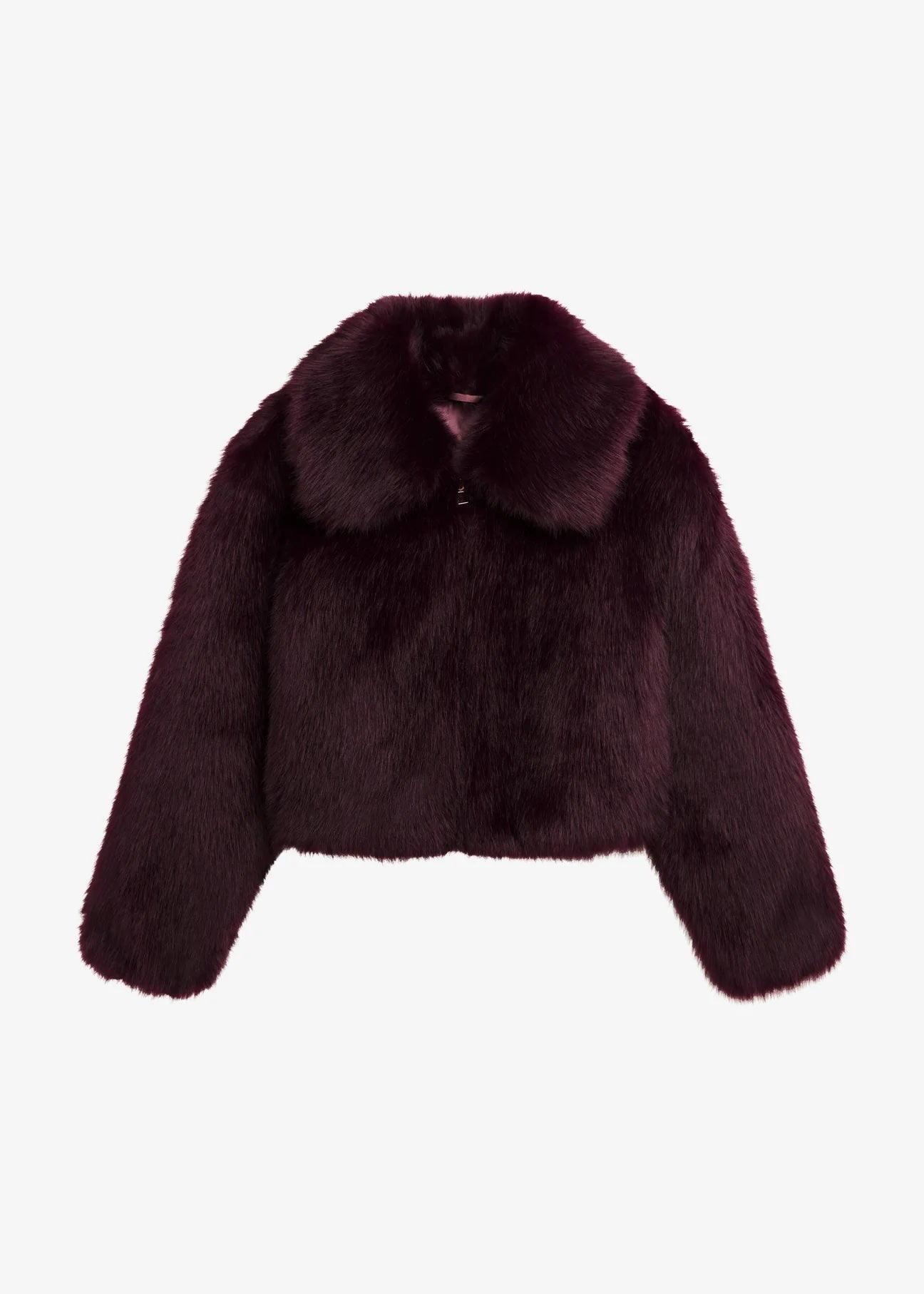 FAUX FUR BURGUNDY COAT