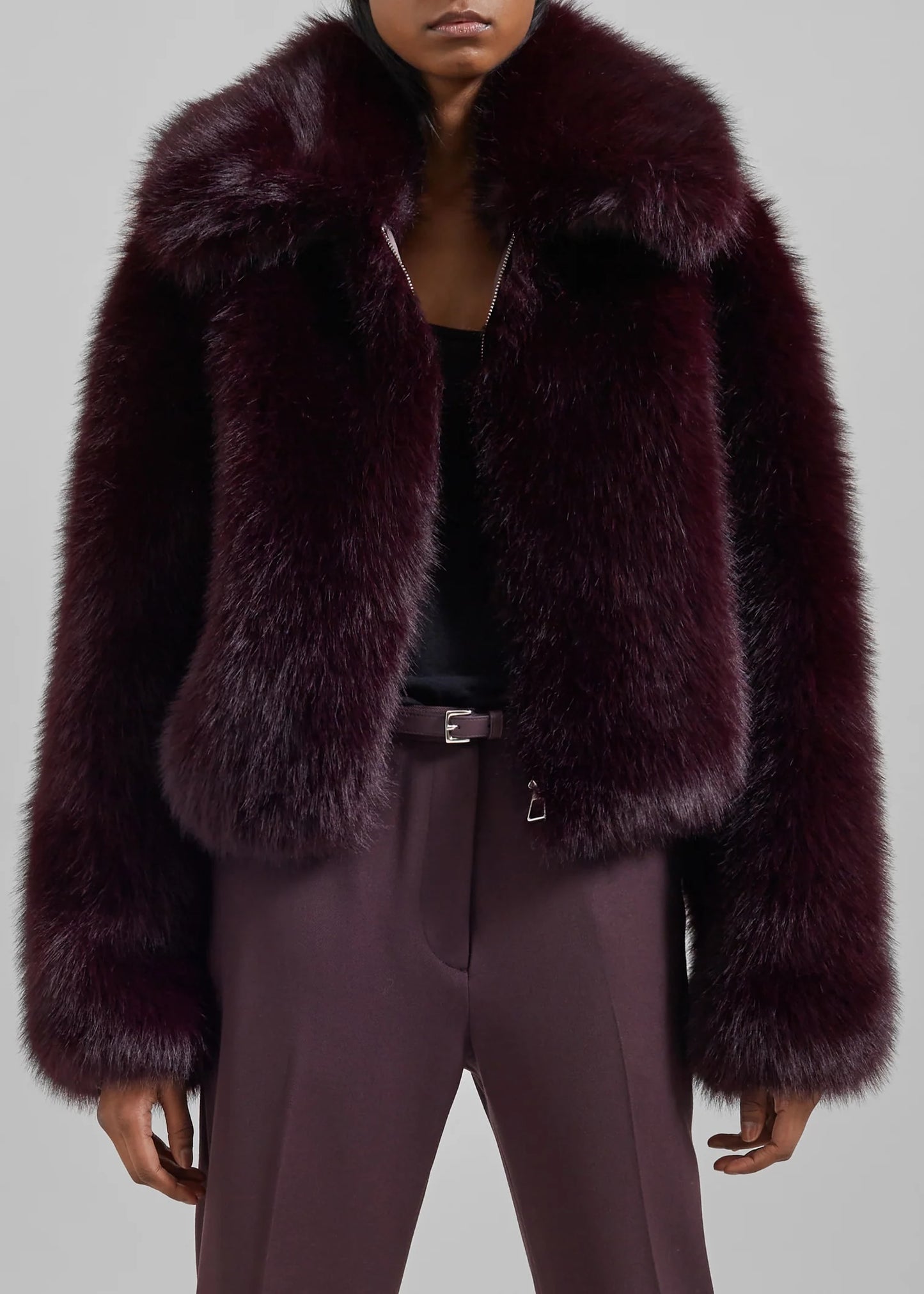 FAUX FUR BURGUNDY COAT