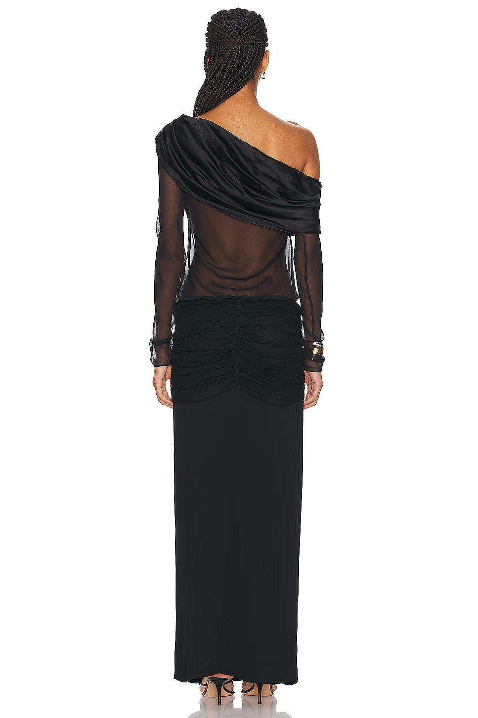 MESH OFF-SHOULDER MAXI DRESS