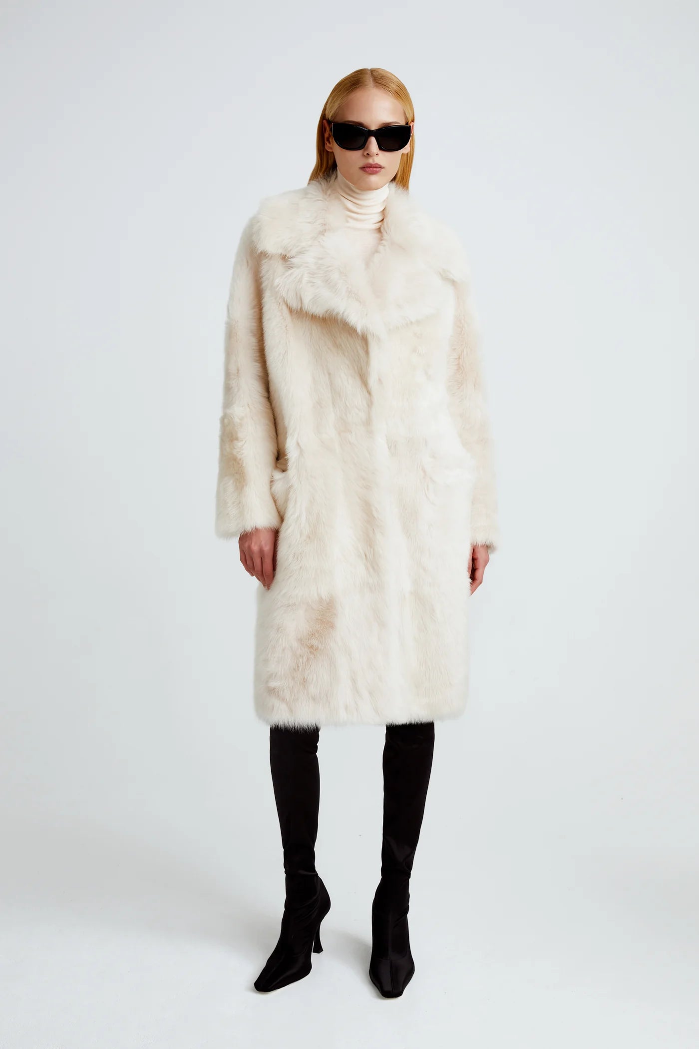 CREAM FAUX FUR COAT